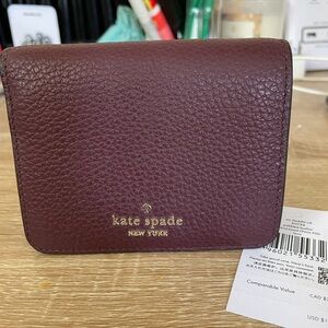 kate spade Cherrywood Pebbled Leather Slimfold Wallet